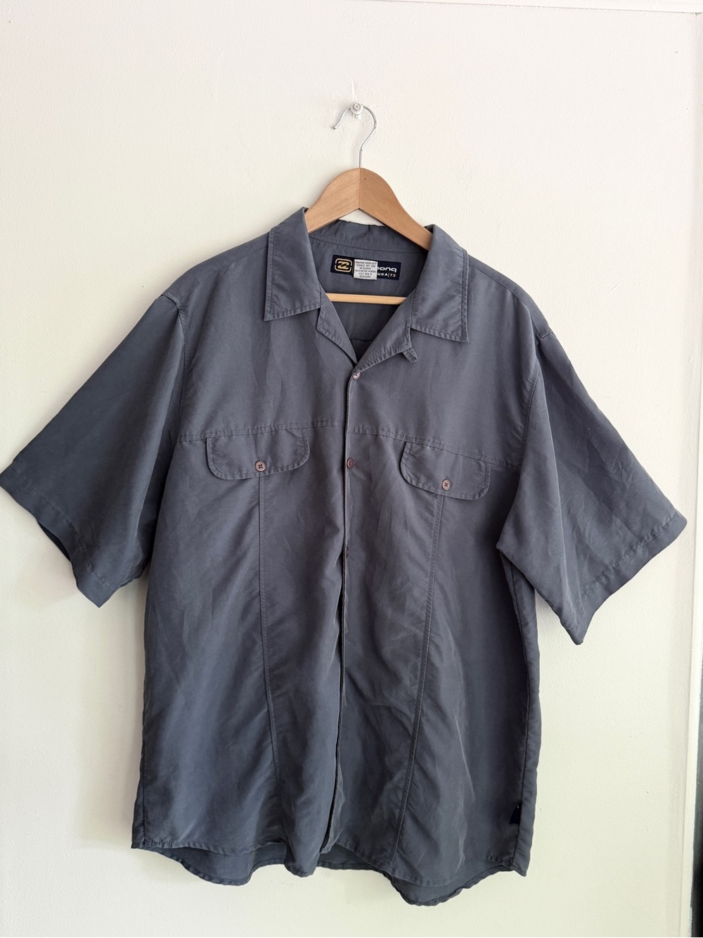 Y2K Billabong Button Up Camp Shirt Mens XL Grey 90s Skater Utility Grunge VTG